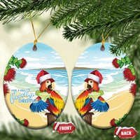 Have A Very Beach Christmas Ceramic Ornament Parrot By Lehua Flower - Wonder Print Shop