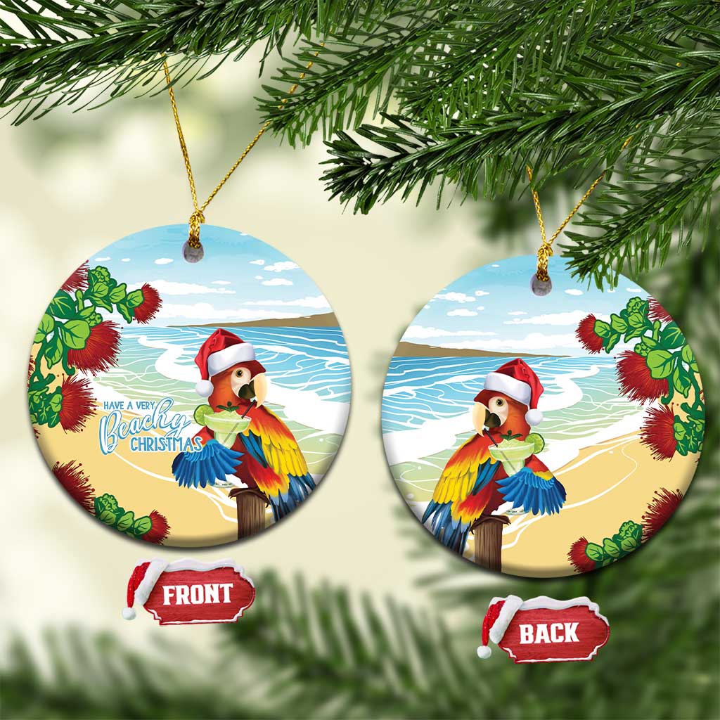 Have A Very Beach Christmas Ceramic Ornament Parrot By Lehua Flower - Wonder Print Shop