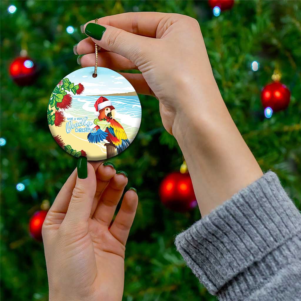 Have A Very Beach Christmas Ceramic Ornament Parrot By Lehua Flower - Wonder Print Shop