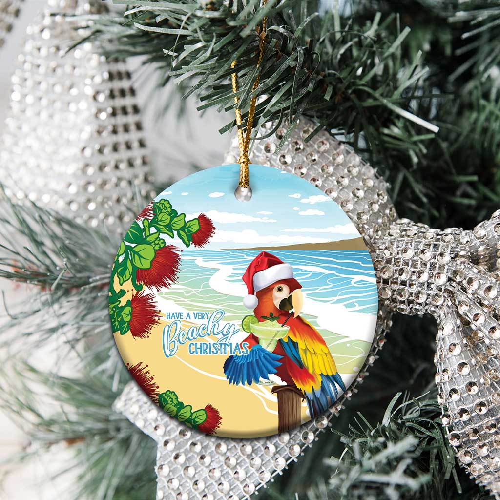 Have A Very Beach Christmas Ceramic Ornament Parrot By Lehua Flower - Wonder Print Shop