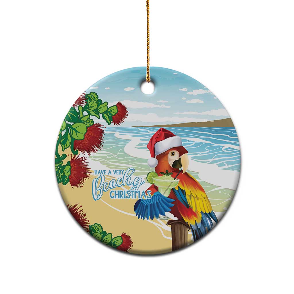 Have A Very Beach Christmas Ceramic Ornament Parrot By Lehua Flower - Wonder Print Shop