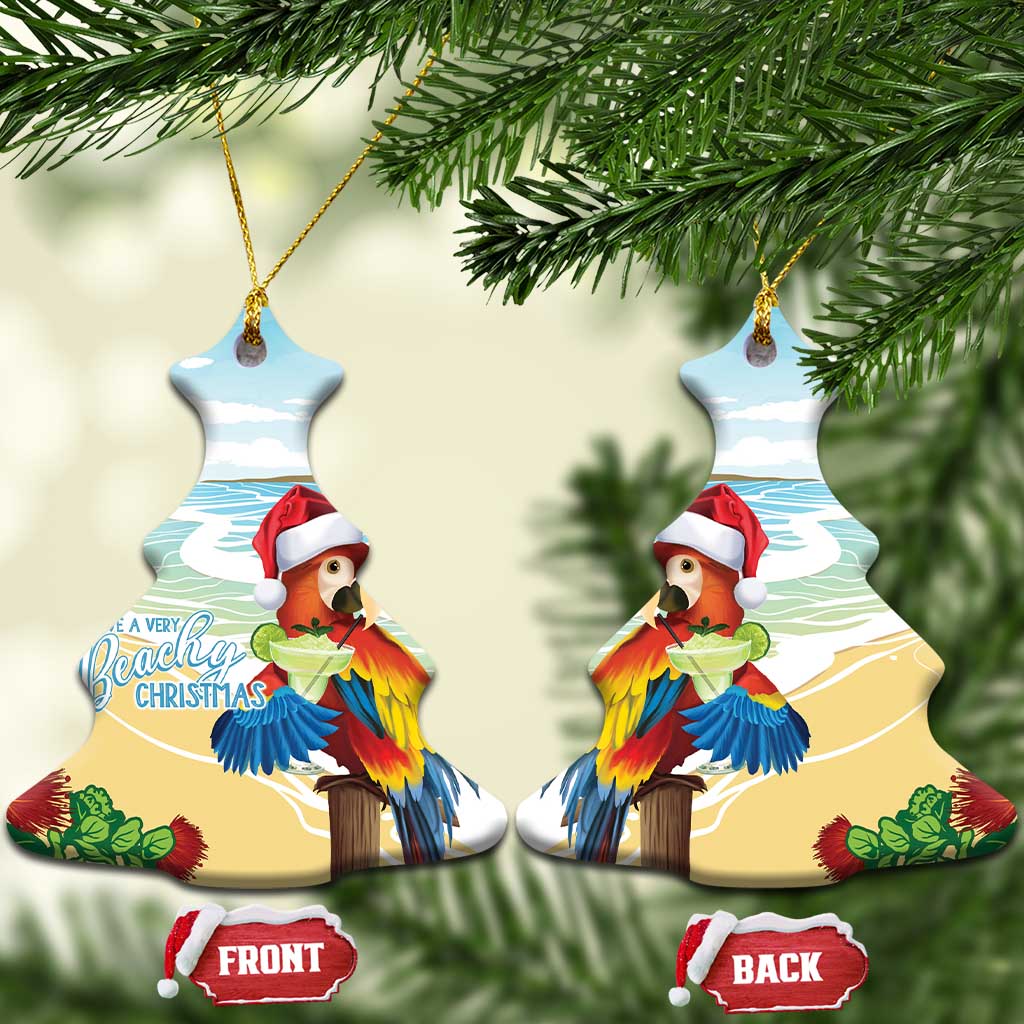 Have A Very Beach Christmas Ceramic Ornament Parrot By Lehua Flower - Wonder Print Shop