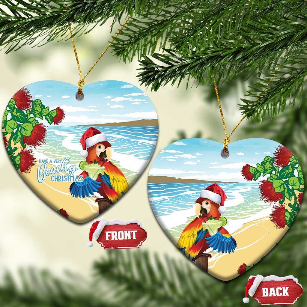 Have A Very Beach Christmas Ceramic Ornament Parrot By Lehua Flower - Wonder Print Shop