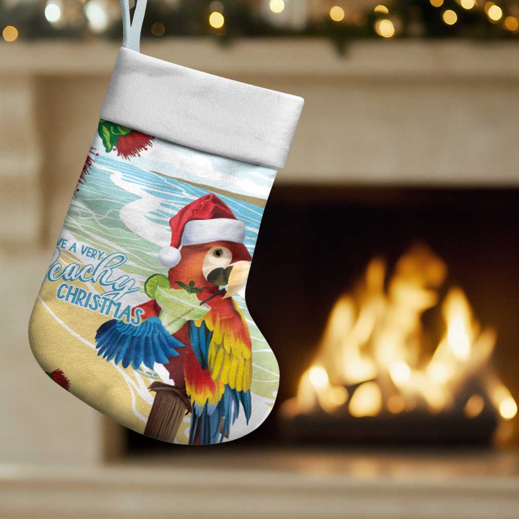 Have A Very Beach Christmas Stocking Parrot By Lehua Flower - Wonder Print Shop