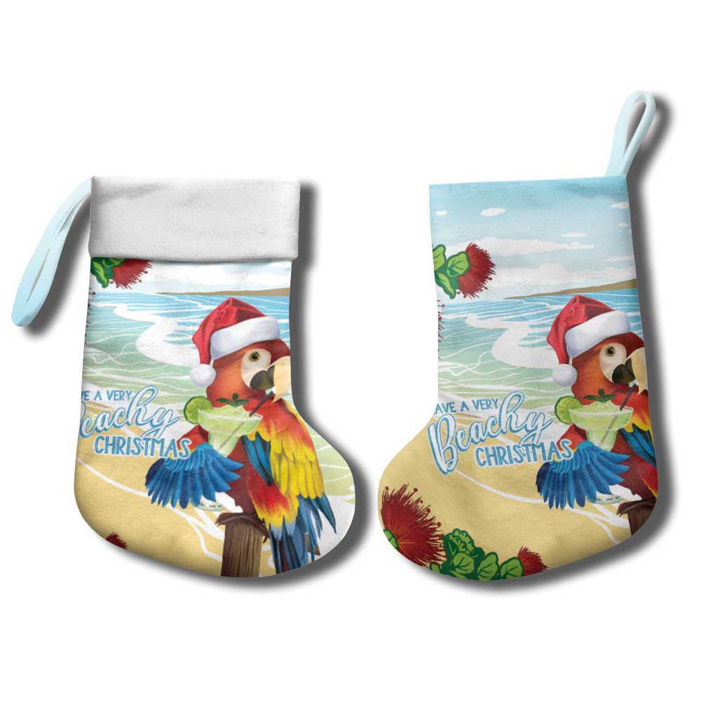 Have A Very Beach Christmas Stocking Parrot By Lehua Flower - Wonder Print Shop
