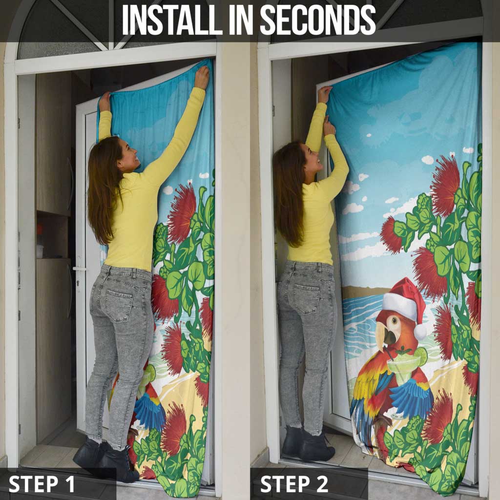 Have A Very Beach Christmas Door Cover Parrot By Lehua Flower - Wonder Print Shop