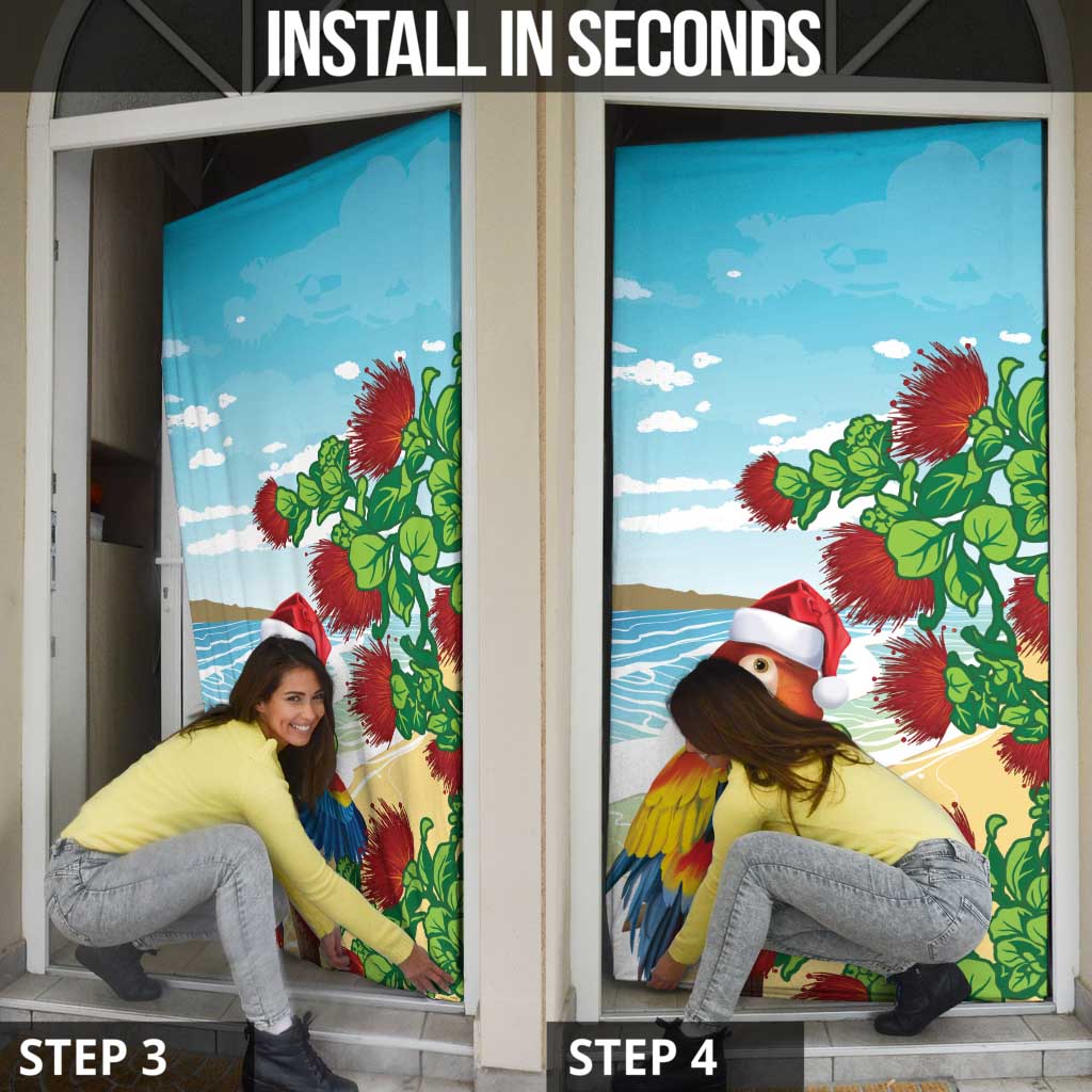 Have A Very Beach Christmas Door Cover Parrot By Lehua Flower - Wonder Print Shop