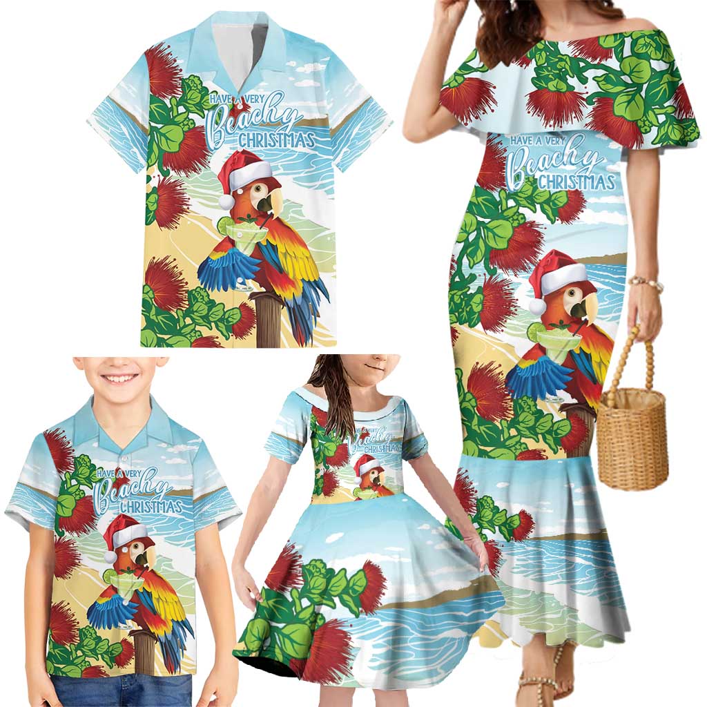 Have A Very Beach Christmas Family Matching Mermaid Dress and Hawaiian Shirt Parrot By Lehua Flower - Wonder Print Shop