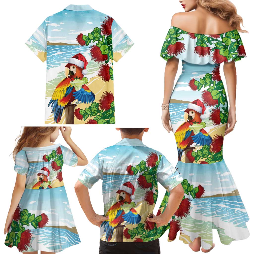 Have A Very Beach Christmas Family Matching Mermaid Dress and Hawaiian Shirt Parrot By Lehua Flower - Wonder Print Shop