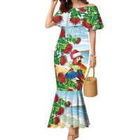 Have A Very Beach Christmas Family Matching Mermaid Dress and Hawaiian Shirt Parrot By Lehua Flower - Wonder Print Shop