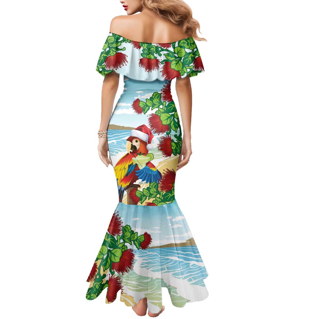 Have A Very Beach Christmas Family Matching Mermaid Dress and Hawaiian Shirt Parrot By Lehua Flower - Wonder Print Shop