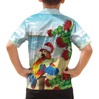 Have A Very Beach Christmas Family Matching Off The Shoulder Long Sleeve Dress and Hawaiian Shirt Parrot By Lehua Flower - Wonder Print Shop