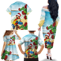 Have A Very Beach Christmas Family Matching Off The Shoulder Long Sleeve Dress and Hawaiian Shirt Parrot By Lehua Flower - Wonder Print Shop