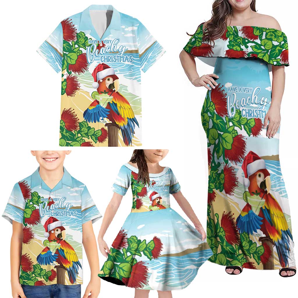 Have A Very Beach Christmas Family Matching Off Shoulder Maxi Dress and Hawaiian Shirt Parrot By Lehua Flower - Wonder Print Shop