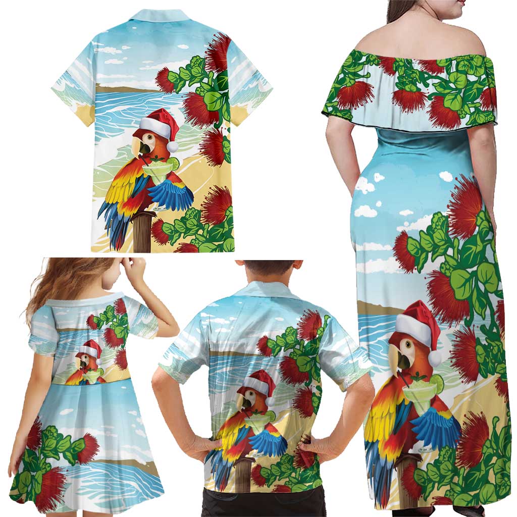 Have A Very Beach Christmas Family Matching Off Shoulder Maxi Dress and Hawaiian Shirt Parrot By Lehua Flower - Wonder Print Shop