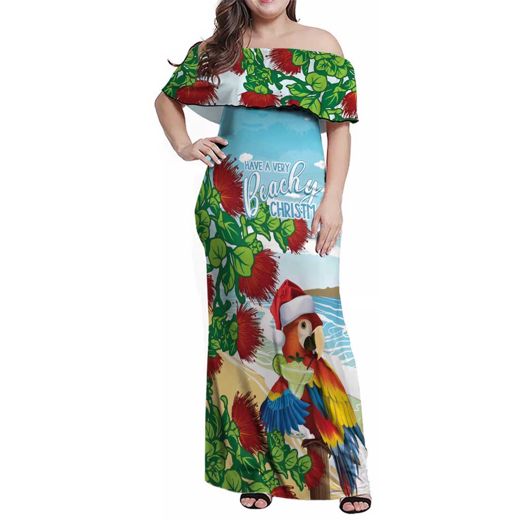 Have A Very Beach Christmas Family Matching Off Shoulder Maxi Dress and Hawaiian Shirt Parrot By Lehua Flower - Wonder Print Shop