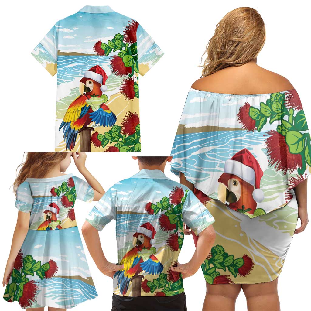 Have A Very Beach Christmas Family Matching Off Shoulder Short Dress and Hawaiian Shirt Parrot By Lehua Flower - Wonder Print Shop