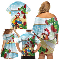 Have A Very Beach Christmas Family Matching Off Shoulder Short Dress and Hawaiian Shirt Parrot By Lehua Flower - Wonder Print Shop