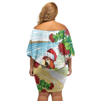 Have A Very Beach Christmas Family Matching Off Shoulder Short Dress and Hawaiian Shirt Parrot By Lehua Flower - Wonder Print Shop