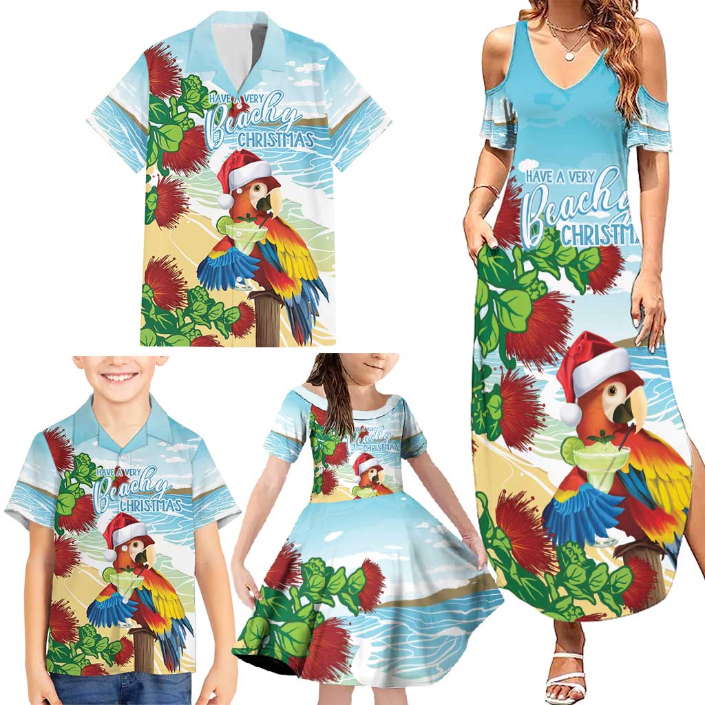 Have A Very Beach Christmas Family Matching Summer Maxi Dress and Hawaiian Shirt Parrot By Lehua Flower - Wonder Print Shop