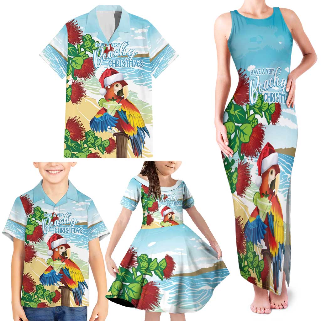 Have A Very Beach Christmas Family Matching Tank Maxi Dress and Hawaiian Shirt Parrot By Lehua Flower - Wonder Print Shop