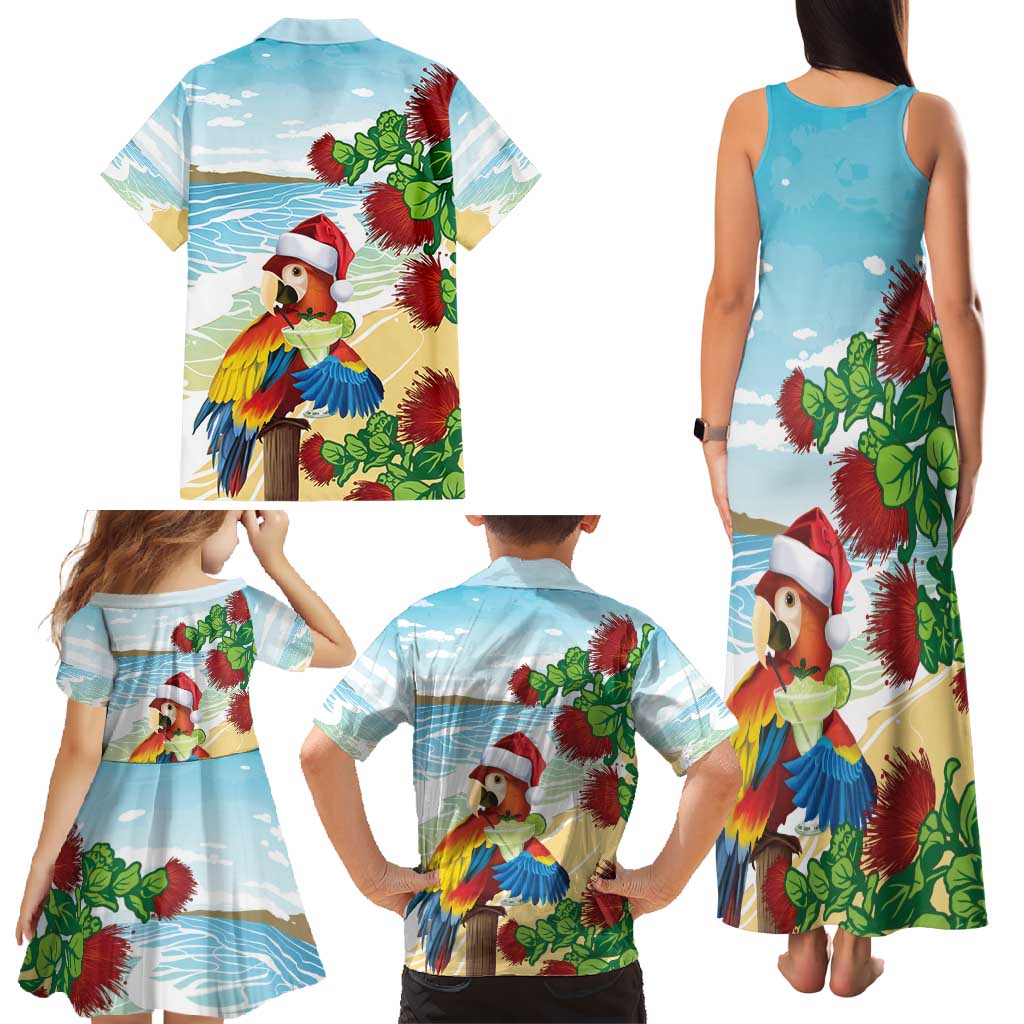 Have A Very Beach Christmas Family Matching Tank Maxi Dress and Hawaiian Shirt Parrot By Lehua Flower - Wonder Print Shop