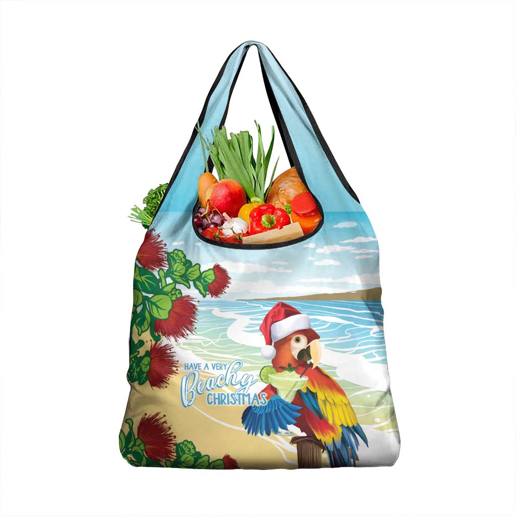 Have A Very Beach Christmas Grocery Bag Parrot By Lehua Flower - Wonder Print Shop