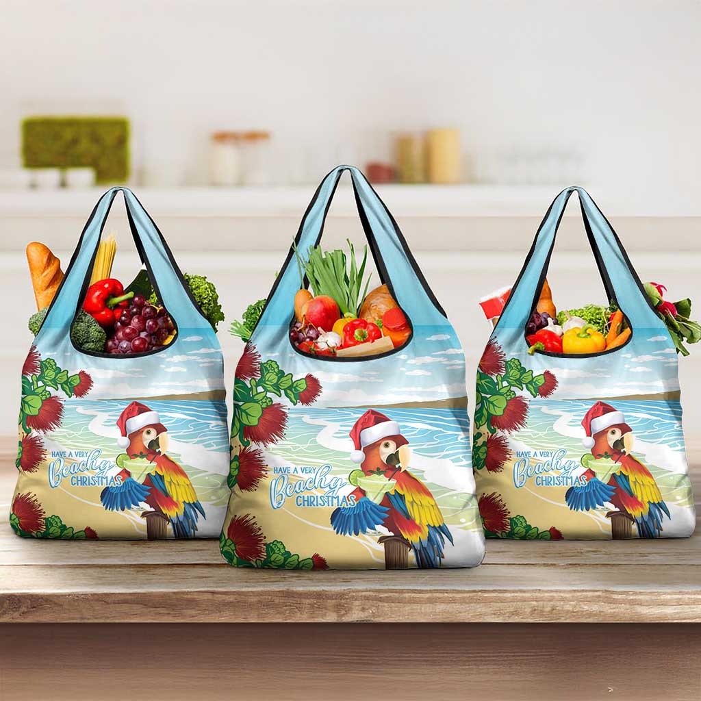 Have A Very Beach Christmas Grocery Bag Parrot By Lehua Flower - Wonder Print Shop