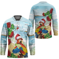 Have A Very Beach Christmas Hockey Jersey Parrot By Lehua Flower - Wonder Print Shop