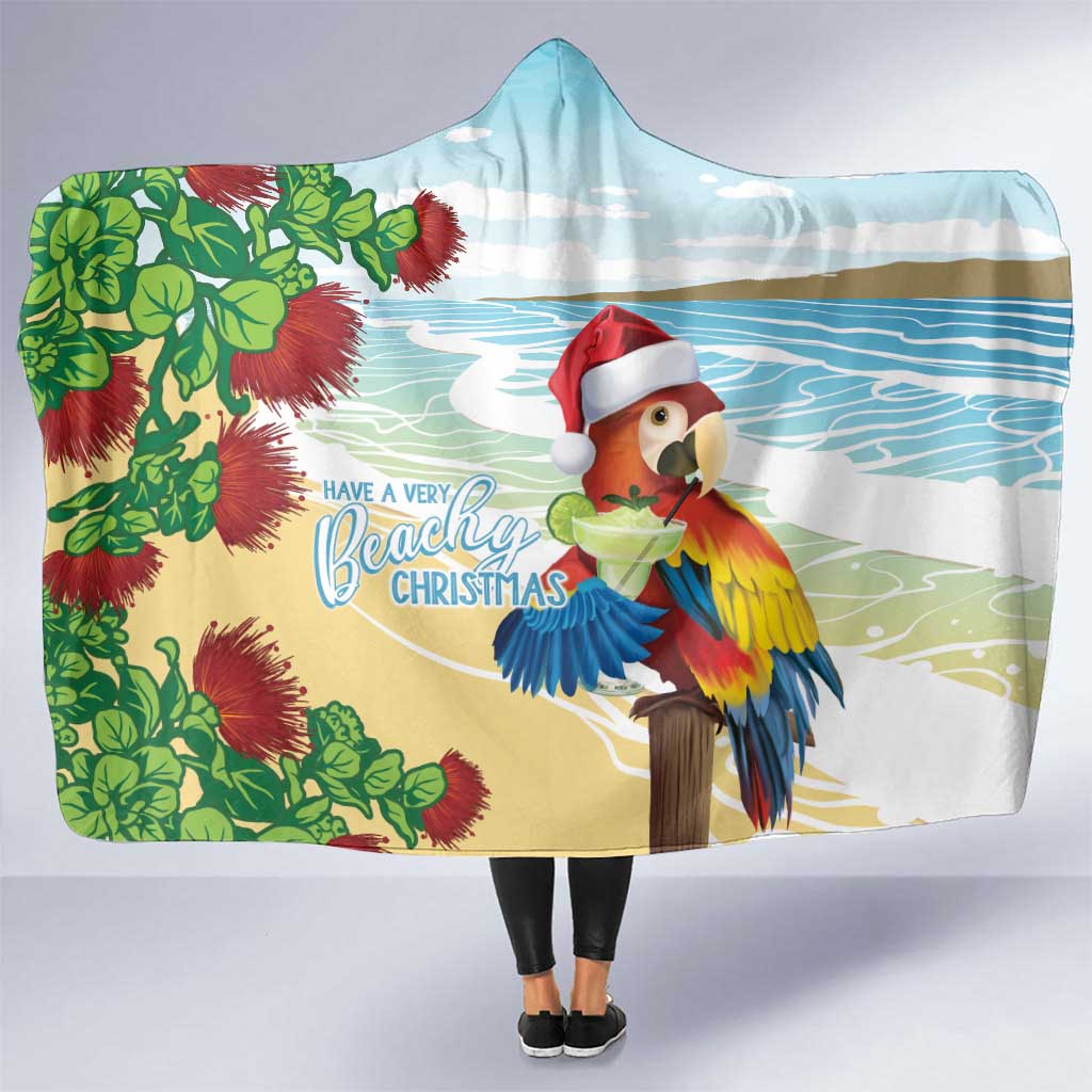 Have A Very Beach Christmas Hooded Blanket Parrot By Lehua Flower - Wonder Print Shop