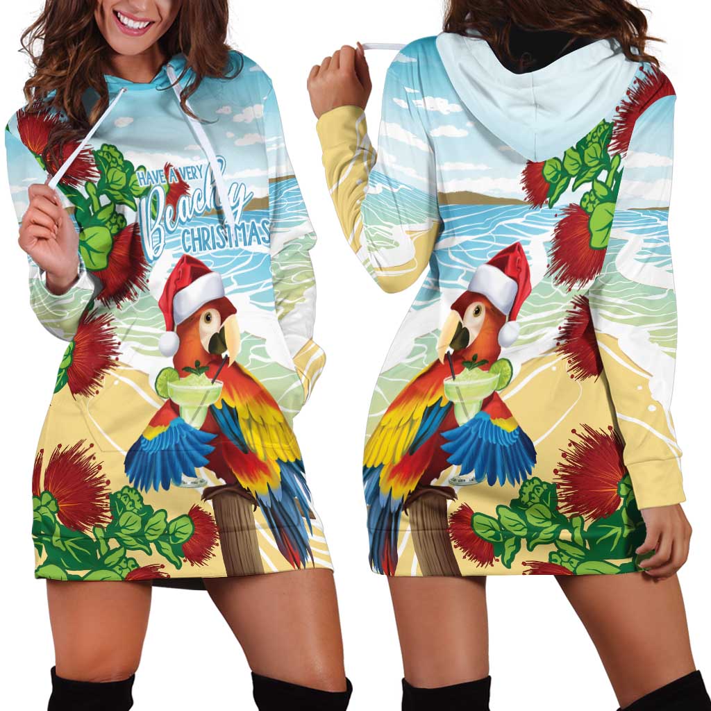 Have A Very Beach Christmas Hoodie Dress Parrot By Lehua Flower - Wonder Print Shop