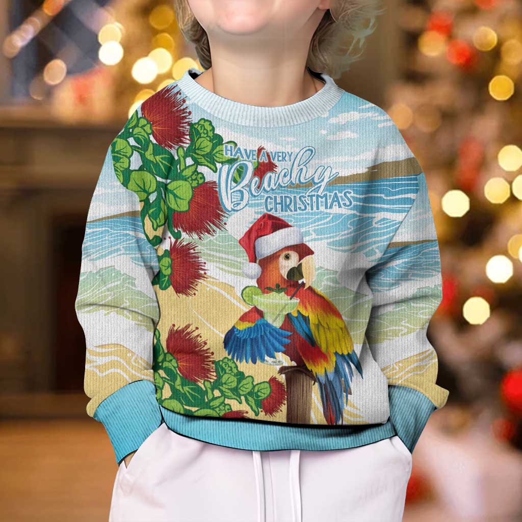 Have A Very Beach Christmas Kid Ugly Christmas Sweater Parrot By Lehua Flower - Wonder Print Shop
