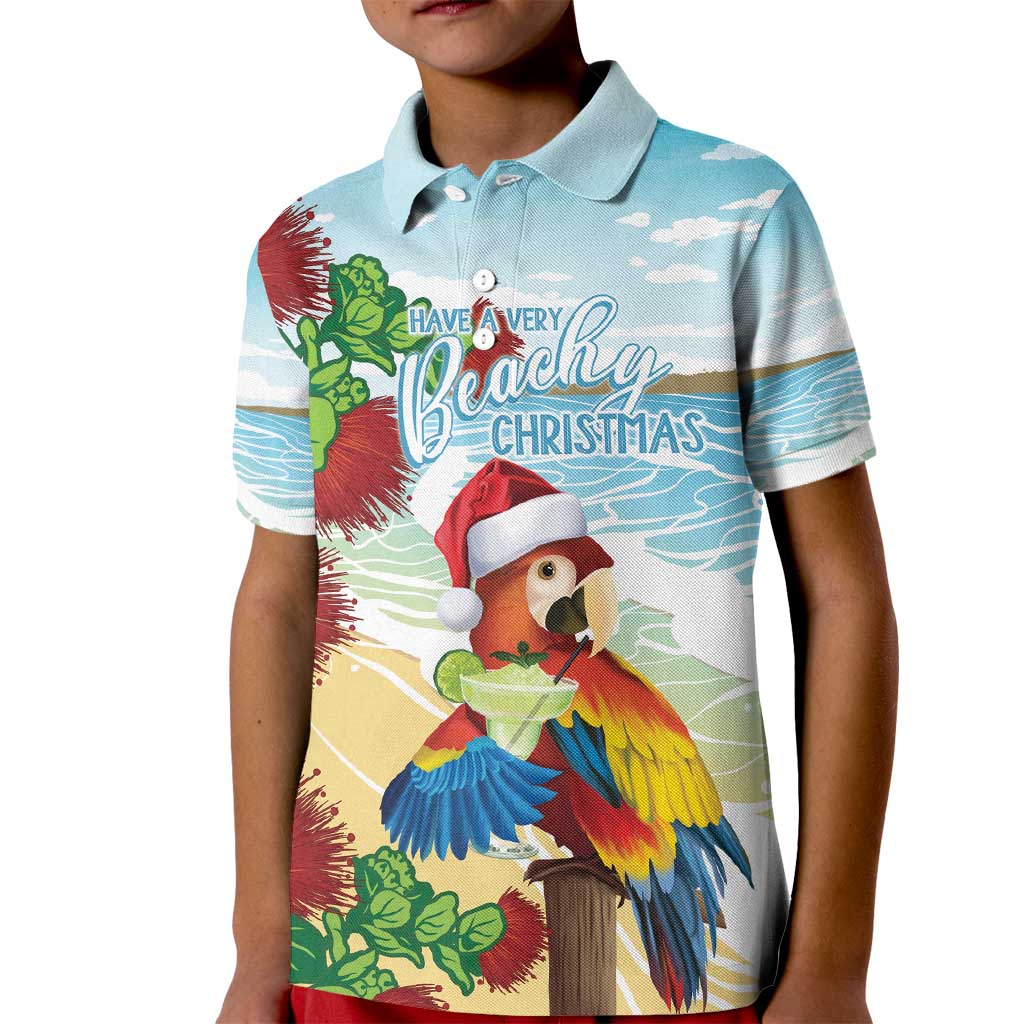 Have A Very Beach Christmas Kid Polo Shirt Parrot By Lehua Flower - Wonder Print Shop