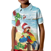 Have A Very Beach Christmas Kid Polo Shirt Parrot By Lehua Flower - Wonder Print Shop
