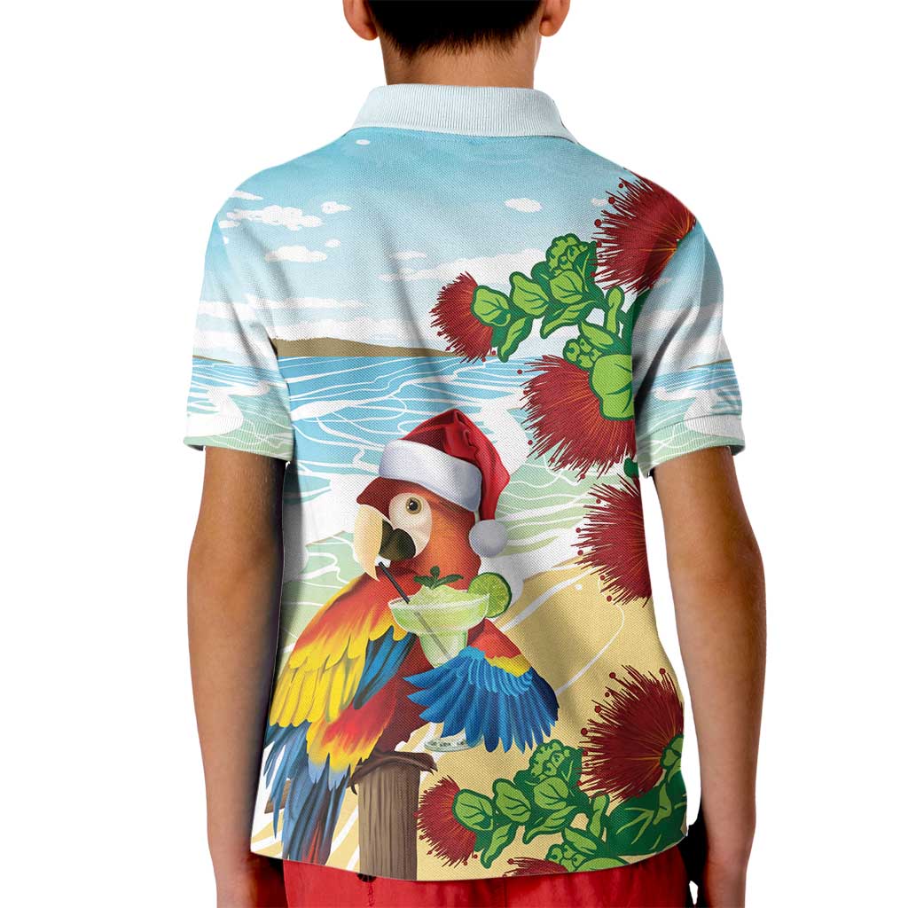 Have A Very Beach Christmas Kid Polo Shirt Parrot By Lehua Flower - Wonder Print Shop