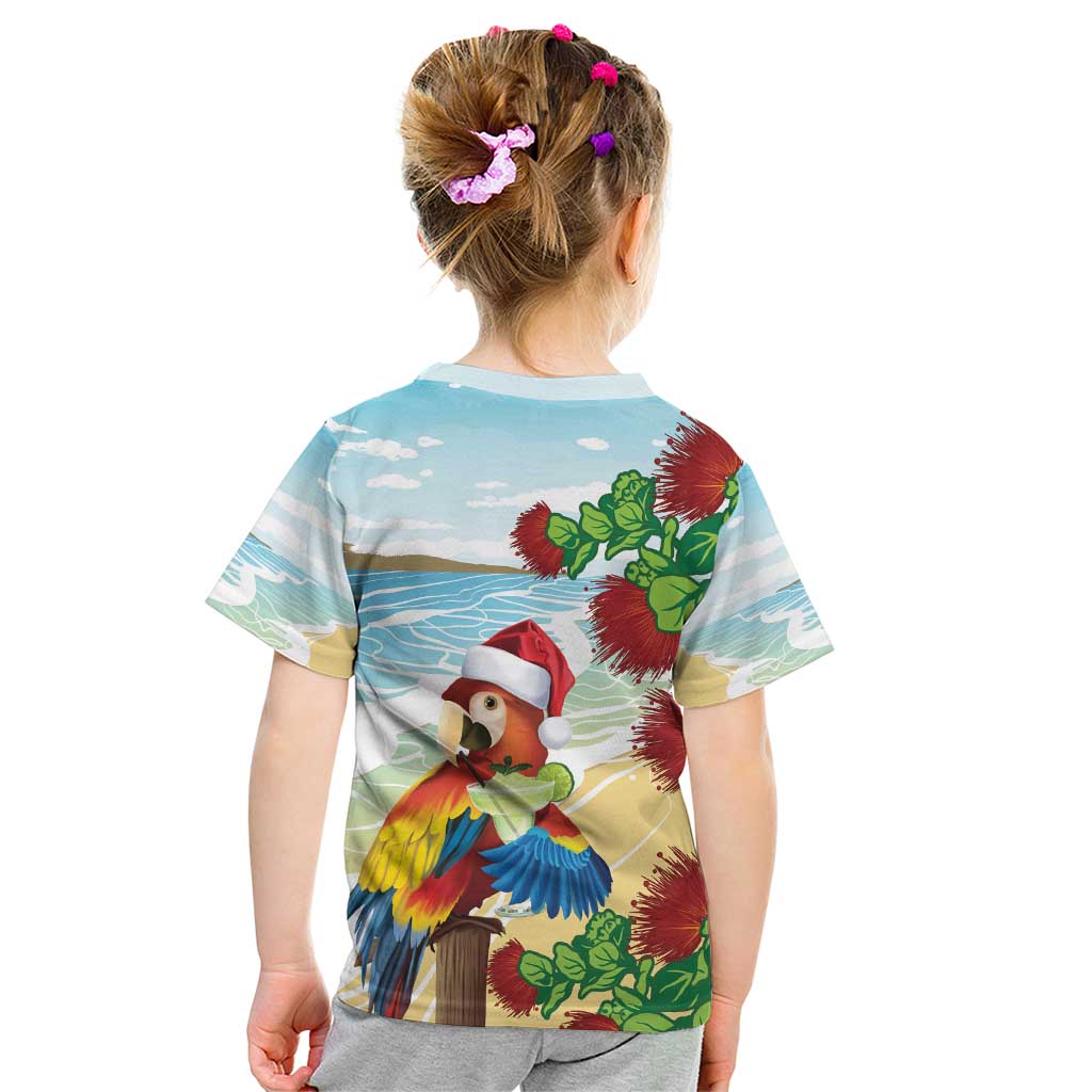 Have A Very Beach Christmas Kid T Shirt Parrot By Lehua Flower - Wonder Print Shop