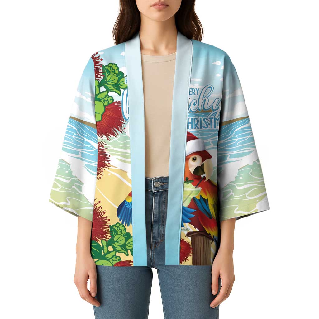 Have A Very Beach Christmas Kimono Parrot By Lehua Flower - Wonder Print Shop