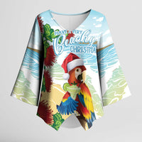 Have A Very Beach Christmas Kimono Sleeve Blouse Parrot By Lehua Flower - Wonder Print Shop