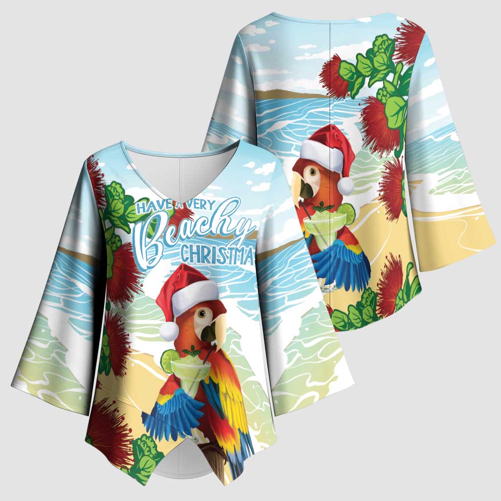 Have A Very Beach Christmas Kimono Sleeve Blouse Parrot By Lehua Flower - Wonder Print Shop