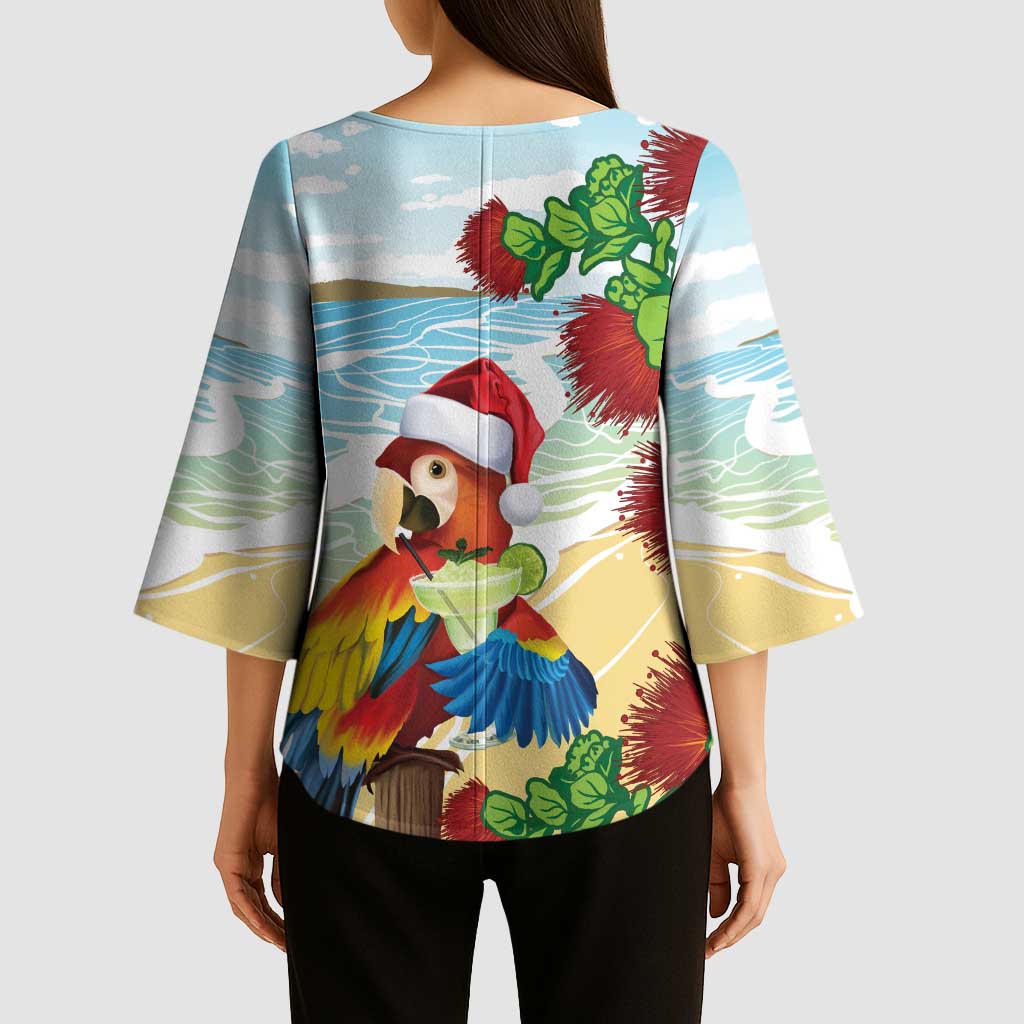 Have A Very Beach Christmas Kimono Sleeve Blouse Parrot By Lehua Flower - Wonder Print Shop