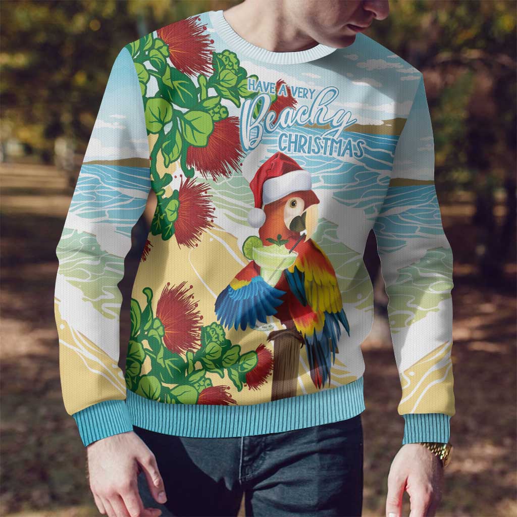 Have A Very Beach Christmas Ugly Christmas Sweater Parrot By Lehua Flower - Wonder Print Shop
