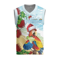 Have A Very Beach Christmas Knitted V-Neck Vest Parrot By Lehua Flower - Wonder Print Shop