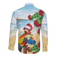 Have A Very Beach Christmas Long Sleeve Button Shirt Parrot By Lehua Flower - Wonder Print Shop