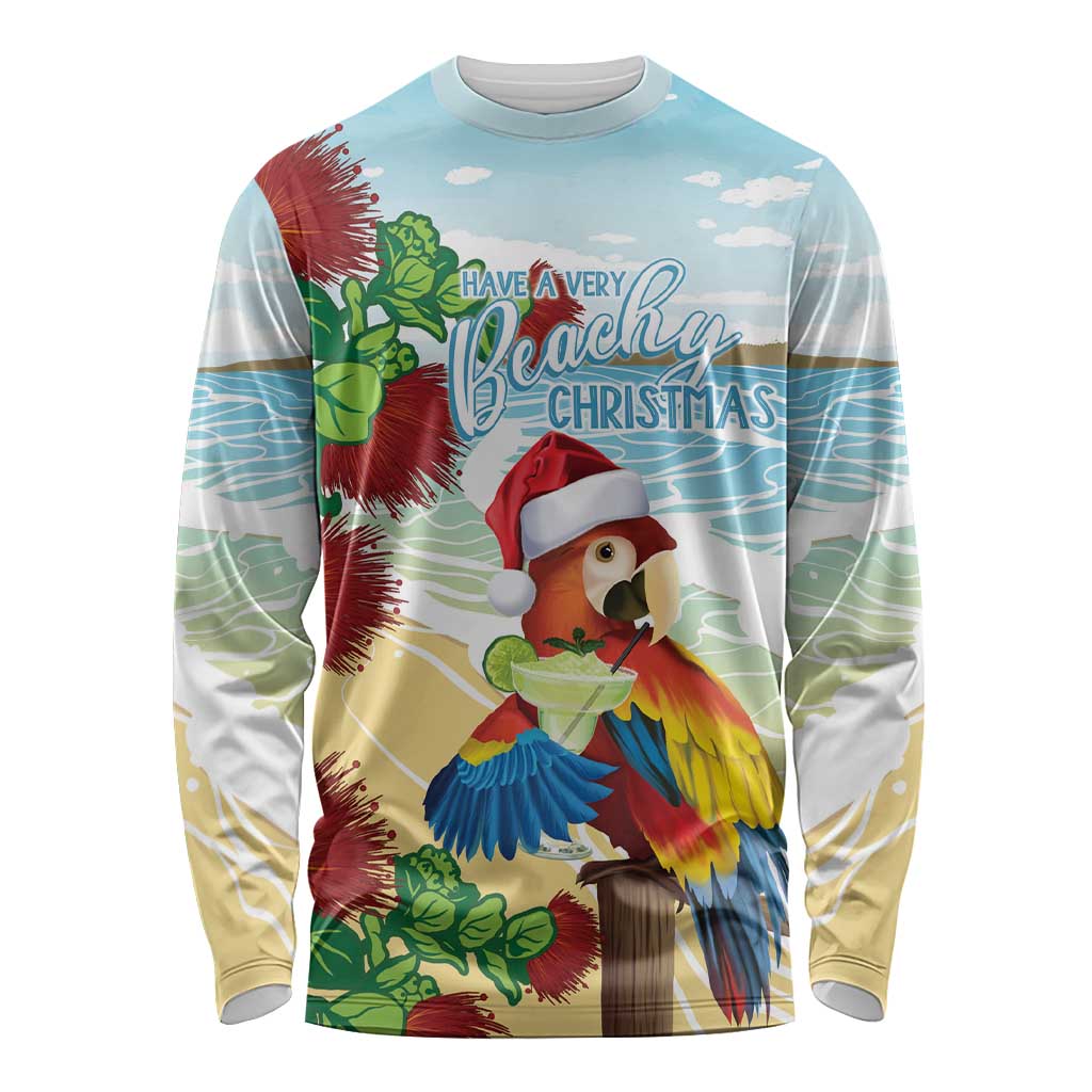 Have A Very Beach Christmas Long Sleeve Shirt Parrot By Lehua Flower - Wonder Print Shop