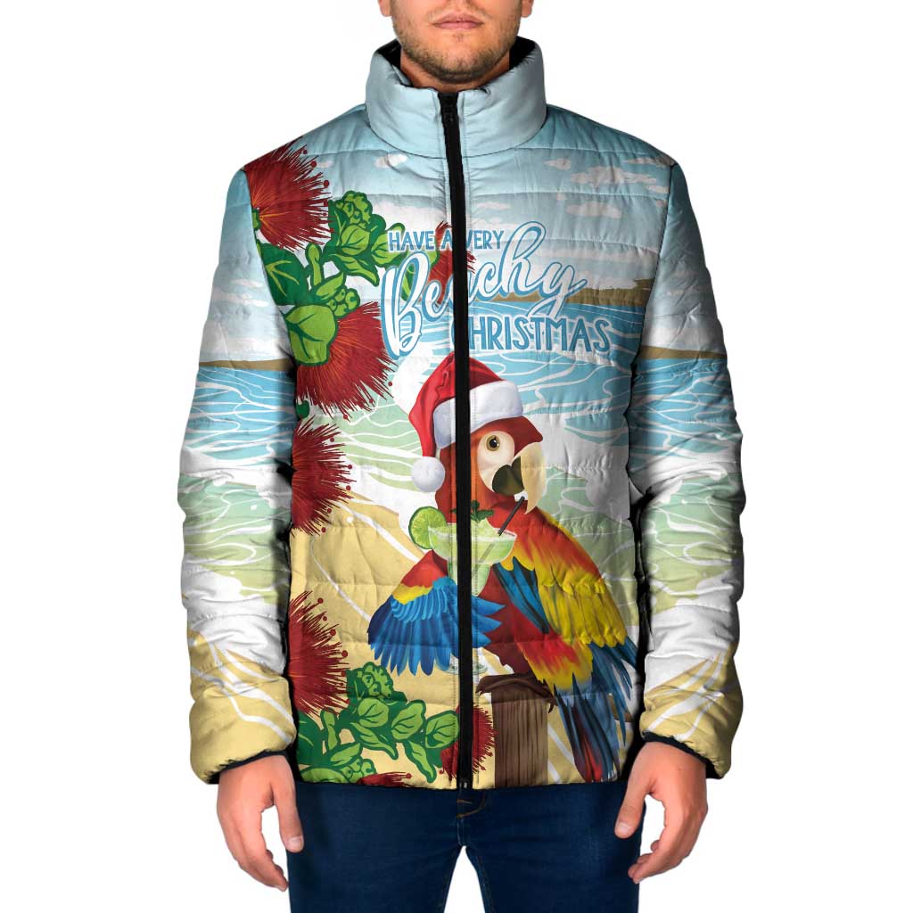 Have A Very Beach Christmas Padded Jacket Parrot By Lehua Flower - Wonder Print Shop