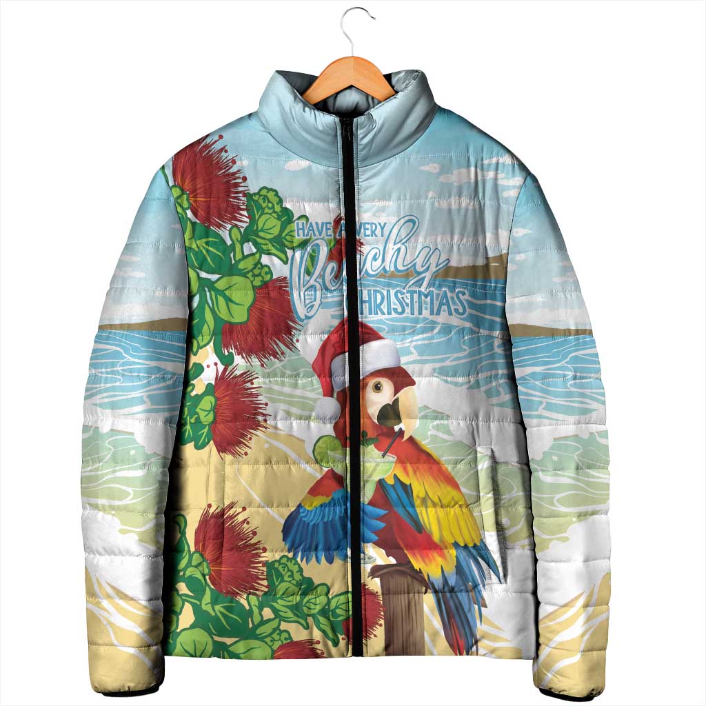 Have A Very Beach Christmas Padded Jacket Parrot By Lehua Flower - Wonder Print Shop