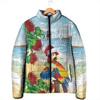 Have A Very Beach Christmas Padded Jacket Parrot By Lehua Flower - Wonder Print Shop