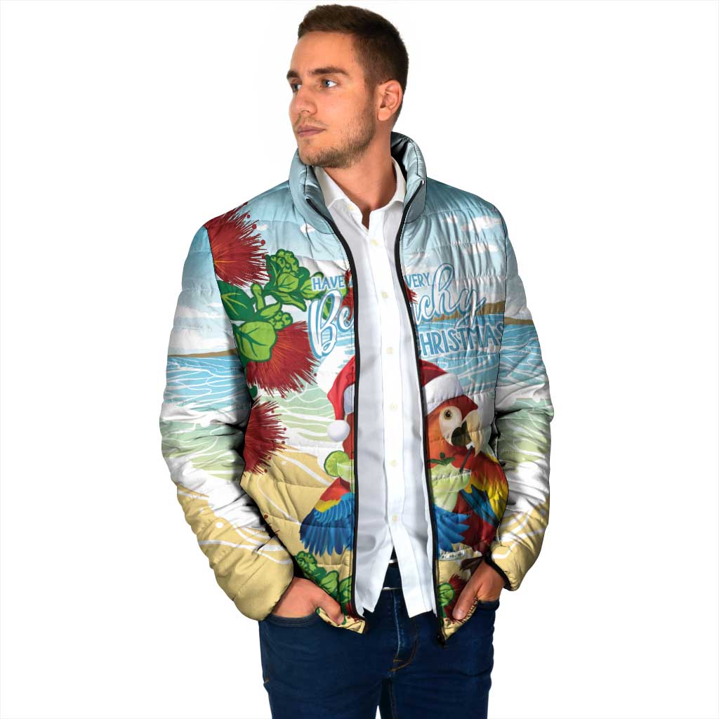 Have A Very Beach Christmas Padded Jacket Parrot By Lehua Flower - Wonder Print Shop