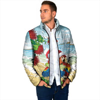 Have A Very Beach Christmas Padded Jacket Parrot By Lehua Flower - Wonder Print Shop