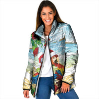 Have A Very Beach Christmas Padded Jacket Parrot By Lehua Flower - Wonder Print Shop